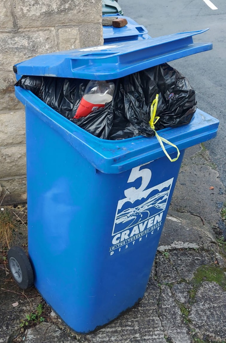 Blue trash shop bags for recycling